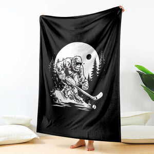 Bigfoot Playing Ice Hockey Throw Blanket Funny Cryptid Sports Gift TS12 Print Your Wear