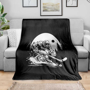 Bigfoot Playing Ice Hockey Throw Blanket Funny Cryptid Sports Gift TS12 Print Your Wear