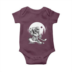 Bigfoot Playing Ice Hockey Baby Onesie Funny Cryptid Sports Gift TS12 Maroon Print Your Wear