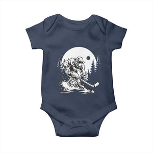 Bigfoot Playing Ice Hockey Baby Onesie Funny Cryptid Sports Gift TS12 Navy Print Your Wear