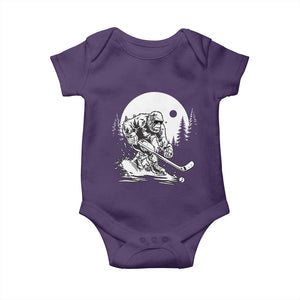 Bigfoot Playing Ice Hockey Baby Onesie Funny Cryptid Sports Gift TS12 Purple Print Your Wear