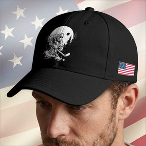 Bigfoot Playing Ice Hockey Baseball Cap Funny Cryptid Sports Gift TS12 Print Your Wear