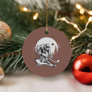 Bigfoot Playing Ice Hockey Ceramic Ornament Funny Cryptid Sports Gift TS12 1pc Mocha Print Your Wear