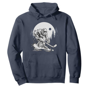 Bigfoot Playing Ice Hockey Hoodie Funny Cryptid Sports Gift TS12 Navy Print Your Wear