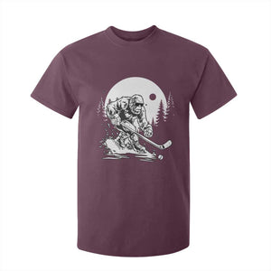 Bigfoot Playing Ice Hockey T Shirt For Kid Funny Cryptid Sports Gift TS12 Maroon Print Your Wear