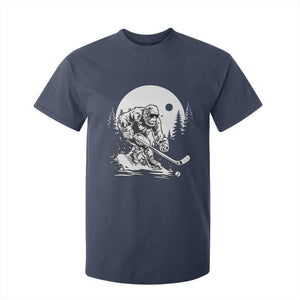 Bigfoot Playing Ice Hockey T Shirt For Kid Funny Cryptid Sports Gift TS12 Navy Print Your Wear