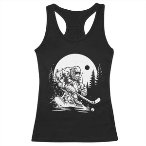 Bigfoot Playing Ice Hockey Racerback Tank Top Funny Cryptid Sports Gift TS12 Black Print Your Wear