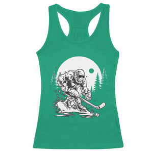 Bigfoot Playing Ice Hockey Racerback Tank Top Funny Cryptid Sports Gift TS12 Irish Green Print Your Wear
