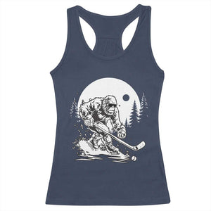 Bigfoot Playing Ice Hockey Racerback Tank Top Funny Cryptid Sports Gift TS12 Navy Print Your Wear