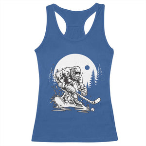 Bigfoot Playing Ice Hockey Racerback Tank Top Funny Cryptid Sports Gift TS12 Royal Blue Print Your Wear