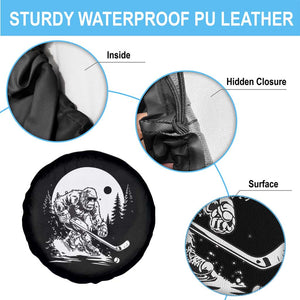 Bigfoot Playing Ice Hockey Spare Tire Cover Funny Cryptid Sports Gift TS12 Print Your Wear