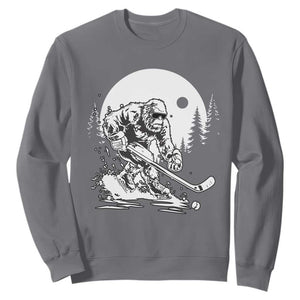 Bigfoot Playing Ice Hockey Sweatshirt Funny Cryptid Sports Gift TS12 Charcoal Print Your Wear