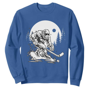 Bigfoot Playing Ice Hockey Sweatshirt Funny Cryptid Sports Gift TS12 Royal Blue Print Your Wear