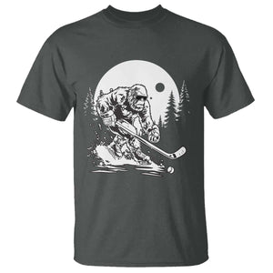 Bigfoot Playing Ice Hockey T Shirt Funny Cryptid Sports Gift TS12 Dark Heather Print Your Wear