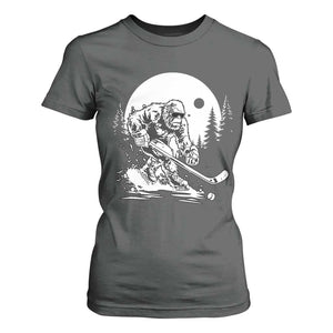 Bigfoot Playing Ice Hockey T Shirt For Women Funny Cryptid Sports Gift TS12 Dark Heather Print Your Wear