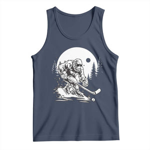 Bigfoot Playing Ice Hockey Tank Top Funny Cryptid Sports Gift TS12 Navy Print Your Wear