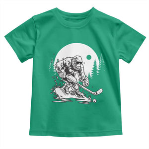 Bigfoot Playing Ice Hockey Toddler T Shirt Funny Cryptid Sports Gift TS12 Irish Green Print Your Wear