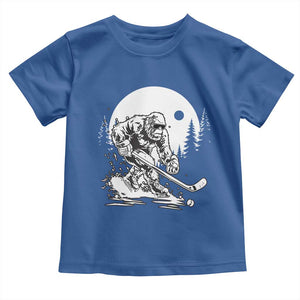Bigfoot Playing Ice Hockey Toddler T Shirt Funny Cryptid Sports Gift TS12 Royal Blue Print Your Wear