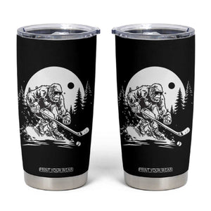 Bigfoot Playing Ice Hockey Tumbler Cup Funny Cryptid Sports Gift TS12 Black Print Your Wear