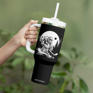 Bigfoot Playing Ice Hockey Tumbler With Handle Funny Cryptid Sports Gift TS12 Print Your Wear
