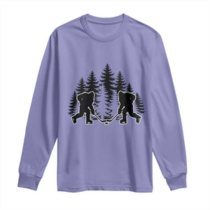 Funny Bigfoot Playing Ice Hockey Long Sleeve Shirt Cryptid Lover Gift TS12 Violet Print Your Wear