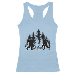 Funny Bigfoot Playing Ice Hockey Racerback Tank Top Cryptid Lover Gift TS12 Light Blue Print Your Wear