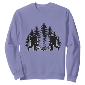 Funny Bigfoot Playing Ice Hockey Sweatshirt Cryptid Lover Gift TS12 Violet Print Your Wear