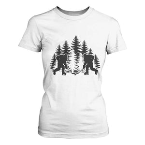 Funny Bigfoot Playing Ice Hockey T Shirt For Women Cryptid Lover Gift TS12 White Print Your Wear
