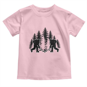 Funny Bigfoot Playing Ice Hockey Toddler T Shirt Cryptid Lover Gift TS12 Light Pink Print Your Wear