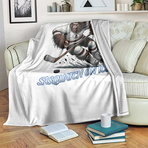 Sasquatch On Ice Throw Blanket Funny Bigfoot Hockey Player Gift TS12 Print Your Wear
