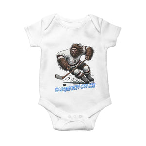 Sasquatch On Ice Baby Onesie Funny Bigfoot Hockey Player Gift TS12 White Print Your Wear
