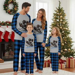 Sasquatch On Ice Plaid Pajama Set Funny Bigfoot Hockey Player Gift TS12 Blue Plaid Print Your Wear