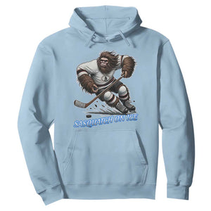 Sasquatch On Ice Hoodie Funny Bigfoot Hockey Player Gift TS12 Light Blue Print Your Wear