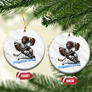 Sasquatch On Ice Ceramic Ornament Funny Bigfoot Hockey Player Gift TS12 1pc White Marble Print Your Wear