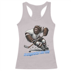 Sasquatch On Ice Racerback Tank Top Funny Bigfoot Hockey Player Gift TS12 Ice Gray Print Your Wear