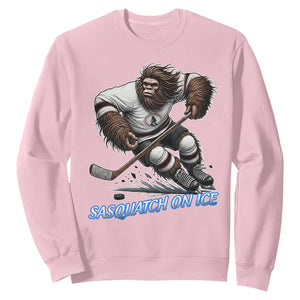 Sasquatch On Ice Sweatshirt Funny Bigfoot Hockey Player Gift TS12 Light Pink Print Your Wear