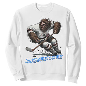 Sasquatch On Ice Sweatshirt Funny Bigfoot Hockey Player Gift TS12 White Print Your Wear