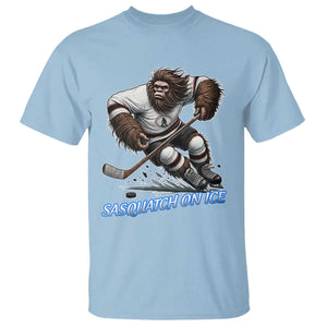 Sasquatch On Ice T Shirt Funny Bigfoot Hockey Player Gift TS12 Light Blue Print Your Wear