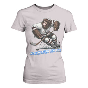 Sasquatch On Ice T Shirt For Women Funny Bigfoot Hockey Player Gift TS12 Ice Gray Print Your Wear