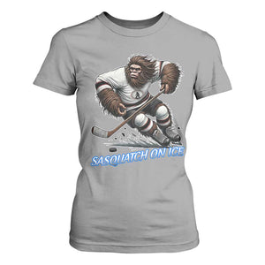 Sasquatch On Ice T Shirt For Women Funny Bigfoot Hockey Player Gift TS12 Sport Gray Print Your Wear