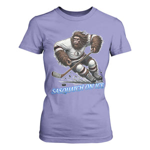 Sasquatch On Ice T Shirt For Women Funny Bigfoot Hockey Player Gift TS12 Violet Print Your Wear