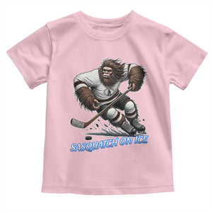 Sasquatch On Ice Toddler T Shirt Funny Bigfoot Hockey Player Gift TS12 Light Pink Print Your Wear
