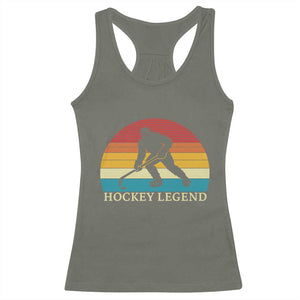 Bigfoot Hockey Legend Racerback Tank Top Retro Sasquatch Cryptid Player Gift TS12 Military Green Print Your Wear
