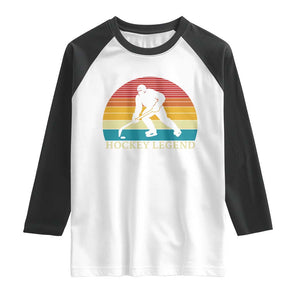 Bigfoot Hockey Legend Raglan Shirt Retro Sasquatch Cryptid Player Gift TS12 White Black Print Your Wear