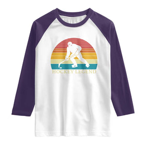 Bigfoot Hockey Legend Raglan Shirt Retro Sasquatch Cryptid Player Gift TS12 White Purple Print Your Wear