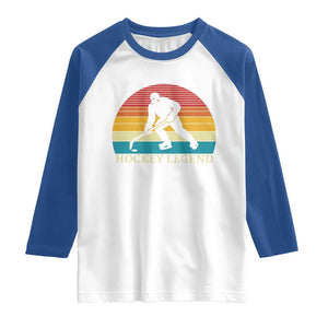 Bigfoot Hockey Legend Raglan Shirt Retro Sasquatch Cryptid Player Gift TS12 White Royal Print Your Wear