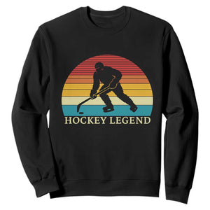 Bigfoot Hockey Legend Sweatshirt Retro Sasquatch Cryptid Player Gift TS12 Black Print Your Wear