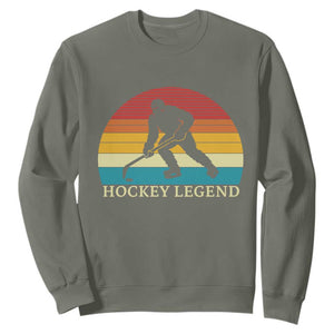 Bigfoot Hockey Legend Sweatshirt Retro Sasquatch Cryptid Player Gift TS12 Military Green Print Your Wear