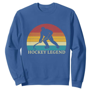 Bigfoot Hockey Legend Sweatshirt Retro Sasquatch Cryptid Player Gift TS12 Royal Blue Print Your Wear