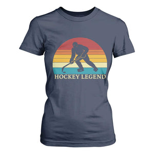 Bigfoot Hockey Legend T Shirt For Women Retro Sasquatch Cryptid Player Gift TS12 Navy Print Your Wear